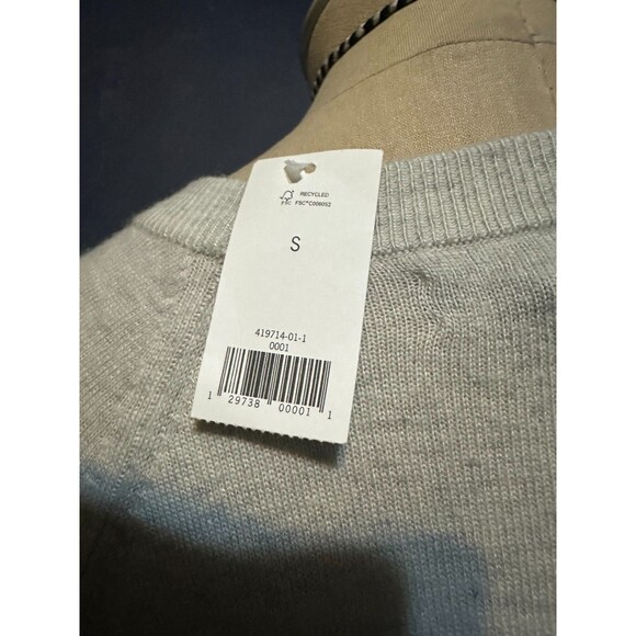 Banana Republic Sweater Dress Oatmeal Beige Crew Neck Ruffled Cuff Small NWT - Picture 4 of 4